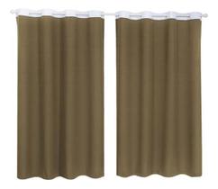 Cortina Tecido Oxford Faixa Branco 1,80M X 2,80M - Cáqui