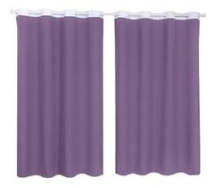 Cortina Tecido Oxford Faixa Branco 1,80M X 2,80M - Lilás