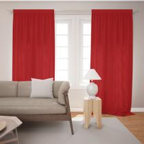 Cortina Tecido Oxford Lisa Vermelho Natal - 280x220cm