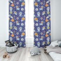 Cortina Tecido Oxford Quarto Infantil Astronautas no Espaço CI18 - 280x220cm Cortina Tecido Oxford Quarto Infantil Astronautas no Espaço CI18 - 280x220cm
