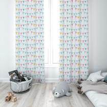 Cortina Tecido Oxford Quarto Infantil Bandeirinhas Tons Pastéis - 140x220cm Cortina Tecido Oxford Quarto Infantil Bandeirinhas Tons Pastéis - 140x220cm