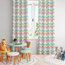 Cortina Tecido Oxford Quarto Infantil Chevron Colorido Candy - 280x220cm