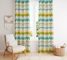 Cortina Tecido Oxford Quarto Infantil Chevron Texturizado Tons de Verde - 280x220cm