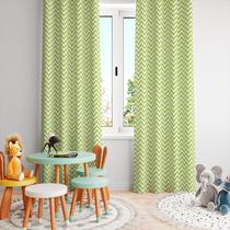 Cortina Tecido Oxford Quarto Infantil Chevron Verde Limão - 280x220cm