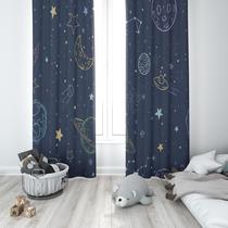 Cortina Tecido Oxford Quarto Infantil Formas Coloridas Estrelas e Planetas - 280x220cm