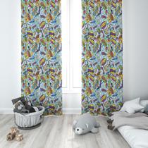 Cortina Tecido Oxford Quarto Infantil Heróis Balões Quadrinhos - 220x140cm Cortina Tecido Oxford Quarto Infantil Heróis Balões Quadrinhos - 220x140cm