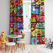 Cortina Tecido Oxford Quarto Infantil Herois Quadros em Ação - 280x220cm Cortina Tecido Oxford Quarto Infantil Herois Quadros em Ação - 280x220cm
