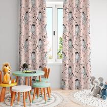 Cortina Tecido Oxford Quarto Infantil Menina e Cachorrinho - 280x220cm