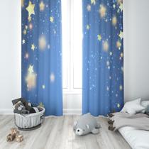 Cortina Tecido Oxford Quarto Infantil Noite de Estrelas Brilhantes - 140x220cm