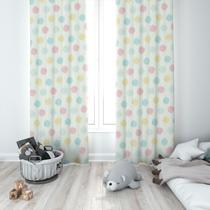 Cortina Tecido Oxford Quarto Infantil Poá Grande Tons Pastéis - 280x220cm