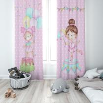 Cortina Tecido Oxford Quarto Infantil Poá Rosa Meninas Circo - 140x220cm Cortina Tecido Oxford Quarto Infantil Poá Rosa Meninas Circo - 140x220cm
