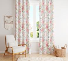 Cortina Tecido Oxford Sala Arranjos de Rosas - 280x220cm