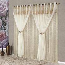 Cortina Tecido Seda Amassada e Voal 3,00 X 2,50M Bronze