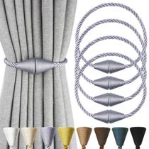 Cortina Tiebacks Nieffeiy Magnetic Rope, pacote com 4 unidades, cinza