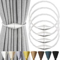 Cortina Tiebacks Nieffeiy Magnetic Rope, pacote com 4 unidades, prata Cortina Tiebacks Nieffeiy Magnetic Rope, pacote com 4 unidades, prata