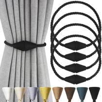 Cortina Tiebacks Nieffeiy Magnetic Rope, pacote com 4 unidades, preta Cortina Tiebacks Nieffeiy Magnetic Rope, pacote com 4 unidades, preta