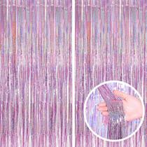 Cortina Tinsel SINBEE Foil Fringe Pink, pano de fundo de festa x2