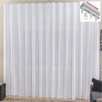 Cortina Top Chick 2 Metros Sala Quarto Tecido Ráfia Trilho Suisso - Branca - 100% Poliéster