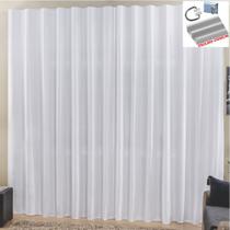 Cortina Top Chick 4 Metros Sala Quarto Tecido Ráfia Trilho Comum - Branca - 100% Poliéster