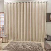 Cortina Top Chick 4M Sala Tecido Ráfia Trilho Suisso - Bege