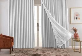 Cortina Trilho Suiço Blackout Com Linho Branca 5.00 X 2.80