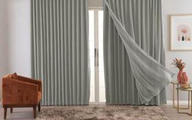 Cortina Trilho Suiço Blackout Com Linho Cinza 5.00 X 2.60 Cortina Trilho Suiço Blackout Com Linho Cinza 5.00 X 2.60