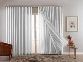 Cortina Trilho Suiço Forro Com Linho Branca 6.00 X 2.60