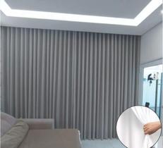 Cortina Trilho Suiço forro com Linho Cinza 3.00 x 2.50