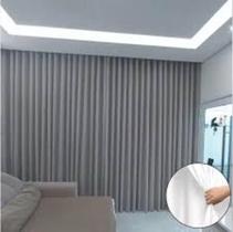 Cortina Trilho Suiço Forro Com Linho Cinza 6.00 X 2.50