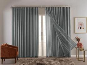 Cortina Trilho Suiço Forro com Voil Cinza 6.00 x 2.50