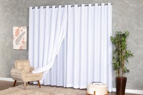 Cortina Trilho Suíço Simples Voil Linho C/ Forro Blackout 3 x 2,50