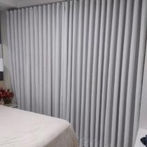 Cortina Trilho Suíço Simples Voil Linho C/ Forro Blackout 4 x 2,6O