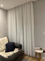 Cortina Trilho Suíço Simples Voil Linho C/ Forro Blackout 4 x 2,80