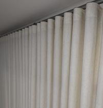 Cortina Trilho Suíço Wave Deslizante Voil Linho Com Forro Microfibra Alto Padrão 7,00x2,60