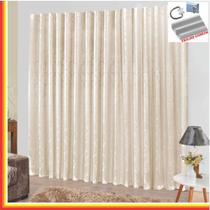 Cortina Tropical em Jacquard 2,00 x 1,70 Para Trilho Comum - Palha - 100% Poliéster