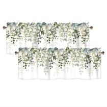 Cortina Valance AYTTBIS Folhas de eucalipto verde sálvia 42x30cm 2 painéis