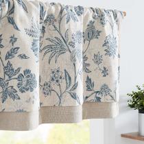 Cortina Valance jinchan Cozinha de linho floral 40x120cm azul