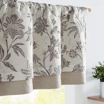 Cortina Valance jinchan Cozinha de linho floral 40x120cm cinza