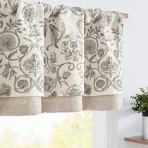 Cortina Valance jinchan de linho de camada dupla 40x40cm cinza sobre bege