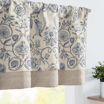 Cortina Valance jinchan de linho de camada dupla 45x45cm azul sobre bege Cortina Valance jinchan de linho de camada dupla 45x45cm azul sobre bege
