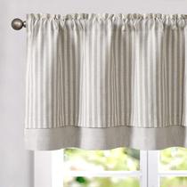 Cortina Valance jinchan de linho listrada 45x46cm cinza acinzentado