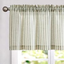 Cortina Valance jinchan de linho texturizada listrada 40x40cm verde