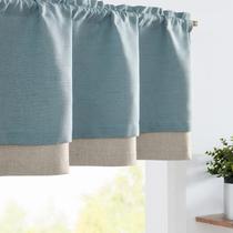 Cortina Valance jinchan Linen Texturizada Blackout 45 cm Azul