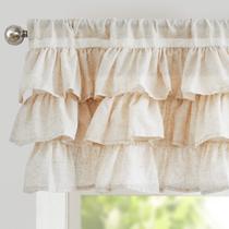 Cortina Valance jinchan, linho com babados, janela de cozinha de 45 cm
