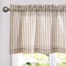 Cortina Valance jinchan, linho, texturizado, listrado, 40x40cm, bronzeado