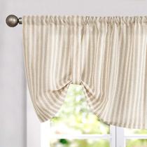 Cortina Valance Jinchan Tie Up Linen Texturizada Listrada 45x46cm