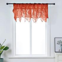 Cortina Valance PearAge Ruffled Voile, semitransparente, 50x40cm, vermelha