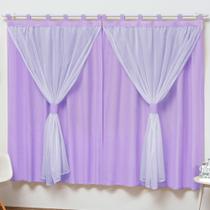 Cortina Varão Simples Quarto Bebê e Criança Menina Lilás 2mX1,70m Cortina Varão Simples Quarto Bebê e Criança Menina Lilás 2mX1,70m
