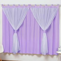 Cortina Varão Simples Quarto Bebê e Criança Menina Lilás 2mX1,70m - L2M Cortina Varão Simples Quarto Bebê e Criança Menina Lilás 2mX1,70m - L2M