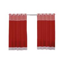 Cortina Vermelho liso 2.20x1.30m com voil transparente Rose